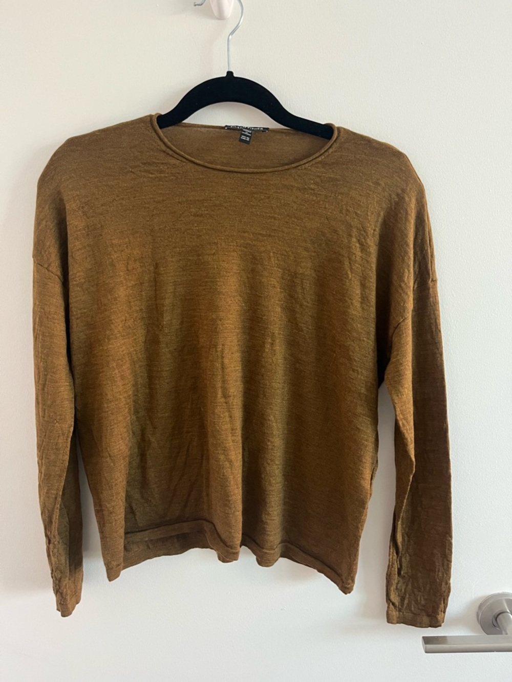 Eileen Fisher Women’s Top XS Superfine Merino Wool In Rust Long Sleeve